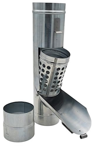 zbs24 Zink Regenwassersammler mit Laubkorb 100mm - Regenrohrklappe mit entnehmbaren Laubkorb, zum effizienten auffangen von Regenwasser, mit Muffe für einfache Verbindung mit dem Fallrohr