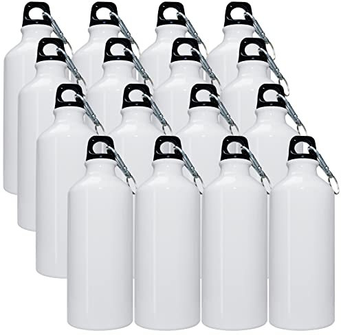 DSRTE Lot de 16 bouteilles d'eau vierges de 600 ml en aluminium blanc par sublimation pour presse à chaud (600 ml)