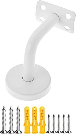 KMERCE - Soportes de mano para escaleras, soportes de barandilla de escalera de acero inoxidable, 60 x 80 mm, para rampas de escalera, soporte o barandilla interior y exterior (1, blanco+arco de
