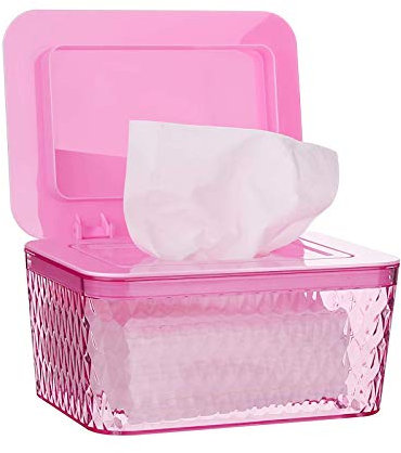 Whchiy Feuchttücher Box baby Boxen für Babypflegetücher BPA Frei Toilettenpapier Box mit Deckel Tissue Aufbewahrungskoffer für Zuhause und Büro (Rosa Box)