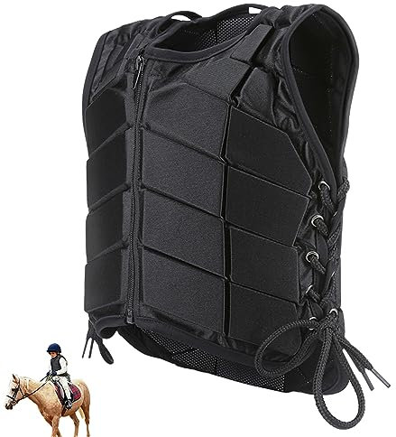 Cyrank Reitweste Kinder, Sicherheits-Reitweste, Reiten Sicherheit Reitweste, Sicherheitsweste Reiten, Eva-gepolsterte Reitweste, Schutzkörperschutz, Rückenschutzausrüstung, Komfortable Schutzweste(L)