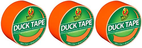 Duck Brand 1265019 Color Duct Tape, Neon Orange, 1.88 Inches x 15 Yards Each Roll, 3 Rolls