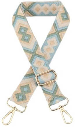 ShopINess Schultergurt Tasche Ethno Verstellbar 75–140 cm – Universal Taschengurt mit Gold Karabiner, Austauschbarer 4 cm Breiter Jacquard Gurt für Damen (Style 03)