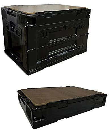 DXDRT Campingbox Aufbewahrungsbox mit Deckel und wasserdichte Tasche,Faltbar Stabil Stapelboxen Plastikbox,Kofferraum Organize Camping Zubehör für Reisen im Freien, Camping, Familie,Schwarz