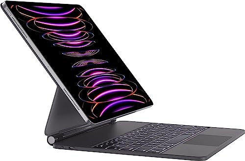 HOU Clavier iPad Air 13 2024(2025 M3/2024 M2),Clavier iPad Pro 12,9 (6e, 5e, 4e, 3e génération - 2022, 2021, 2020, 2018) avec pavé Tactile Trackpad Magic Clavier AZERTY,Noir