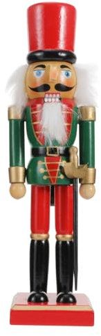 BESPORTBLE Christmas Nutcracker Soldier, 25cm Wooden Nutcracker Figures Puppet Figurine for Shelves Tables Fireplace Decorations