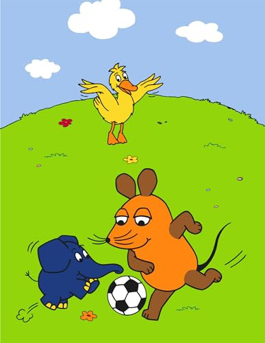 Die Sendung Mit Der Maus Kinder-Zimmer-Teppich Fußball 100 cm x 133 cm Rutschhemmend Lärmhemmend Spielunterlage Mädchen Mond Ente Elefant Passend Zur Bettwäsche