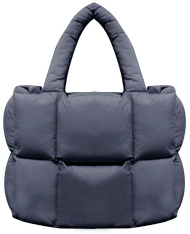 NAARIIAN Puffer Tote Bag für Damen, leichte, gesteppte Schultertasche mit verstellbarem Schultergurt, Puffer Bag, Puffertasche, Handtasche für Arbeit, Reisen, Fitnessstudio, Dunkelgrau