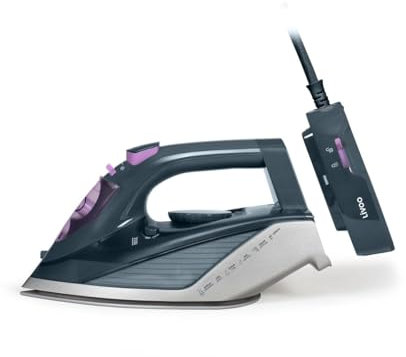 Livoo - Fer à repasser sans fil DOM483 – avec ou sans fil, semelle céramique, 2200W, capacité 350 ml, thermostat réglable, débit vapeur 0 à 30 g/min