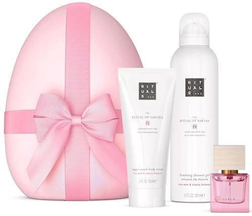 Ritual of Sakura Osterei Geschenkset – Körperpflege-Set – Duschschaum, Feuchtigkeitscreme und Eau de Parfum – Duft Kirschblüte und Reismilch – Geschenkidee für Frauen und Männer