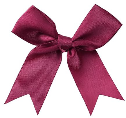 50 Stk 8.5x8.5cm Satinband Schleifen,Satin Band Deko Schleifen Fertigschleife Geschenkschleifen für DIY Handwerk Hochzeit Weihnachten Valentinstag Deko Karte Herstellung von Verzierungen,Dunkelrot