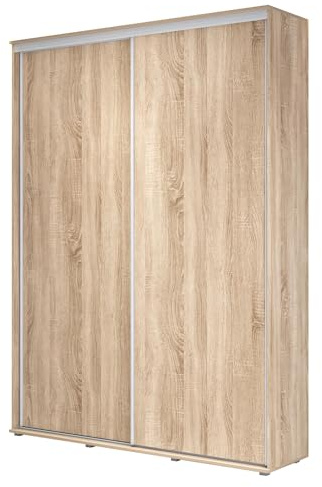Meble Slupia - ZUZA Garderobenschrank - Kleiderschrank Schiebetüren - 100 x 242 x 45 cm - Kleiderstange Schrank - Kleider Schrank für Schlafzimmer, Flur, Jugendzimmer - Eiche Sonoma