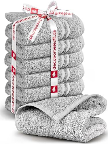 DecoHomeTextil Handtuch-Set 6 Gästetücher 30 x 50 cm in Hellgrau aus 100% Baumwolle, hochwertig, kuschelweich und saugstark