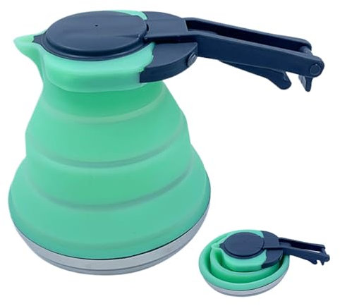 Silicone Kettle,Collapsible Kettle 51 Oz Foldable Kettle Silicone Kettle with Handle Camping Coffee Pot Portable Camping Kettles for Boiling Water for Hiking Travel & Outdoors