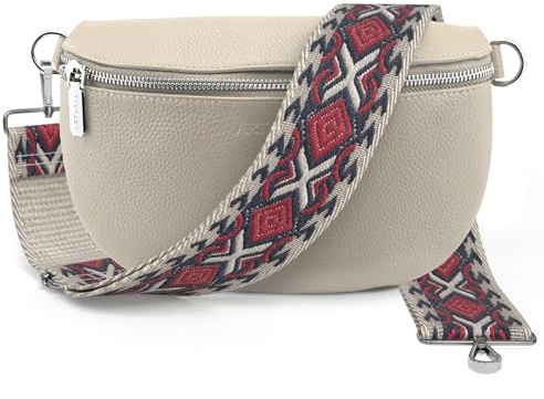 Artvall - Umhängetasche Echtleder Tasche Handtasche Leder Bauchtasche Klein mit Schultergurt Design Taschenband abnehmbar verstellbares Riemen Crossbody Bag Echt Ledertasche Damen mit Reißverschluss