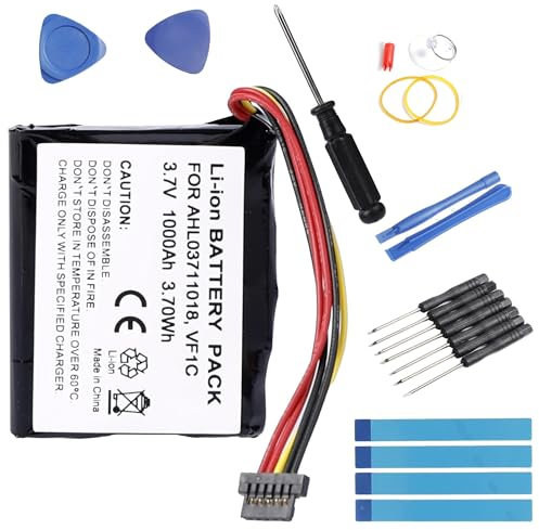 Fuworance 3,7V 1000mAh Akku Li-ion Batterien Kompatibel mit Tomtom GPS Go1000, Go1005, Go 4CS0.002.01, Go Live 1000,Go 1000 Regional, Go Live 1005 AHL03711018 +Reparaturwerkzeug