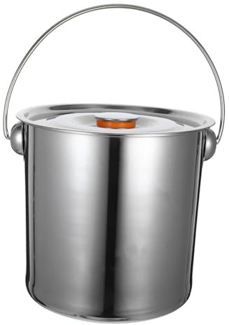 BESPORTBLE Secchio Per Legna Da Ardere Portatile in Acciaio Inossidabile Con Coperchio Strumento Da Esterno Per Stoviglie Da Campeggio Stile Casuale