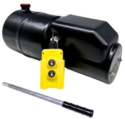 Flowfit Paquete de energía hidráulica de acción simple de 24 V CC, tanque de acero de 1,6 kW y bomba de mano de respaldo (depósito: 5 litros)