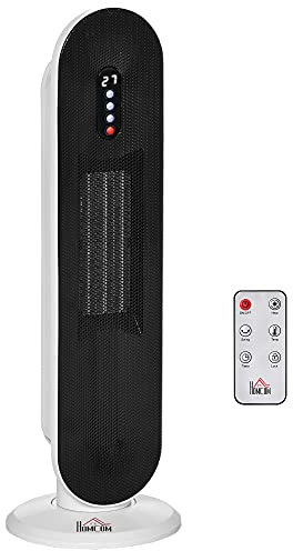 HOMCOM Radiateur électrique Chauffage soufflant oscillant 45° minuterie 24H 1200/2000 W - céramique PTC - télécommande incluse - chauffage d'appoint protection contre renversement et surchauffe noir