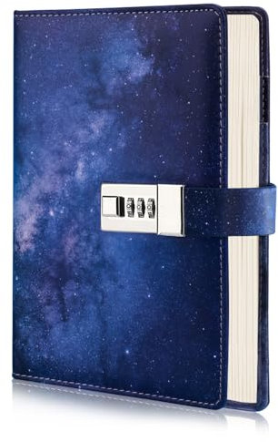Diary with Lock for Girls Women,Journal Secret Diary with Combination Lock,PU Leather Password Notebook A5 Refillable Notebook Writing Travel Journal Gift 192 Pages