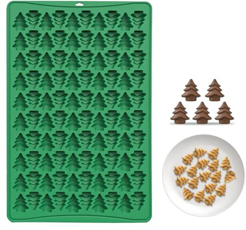 XQMMGO Molde de Navidad para Árbol, Jengibre y Bombones - 100 Cavidades Mini Molde de Silicona para Chocolate (Árbol de Navidad)