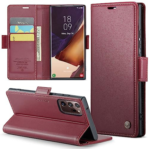 Phernykas Handyhülle für Samsung Galaxy Note 20 Ultra Hülle Leder,Magnetische Klapphülle mit kartenfach und Standfunktion Smartphone Schutzhülle Lederhülle Samsung Note 20 Ultra Flip Book Case (Rot)