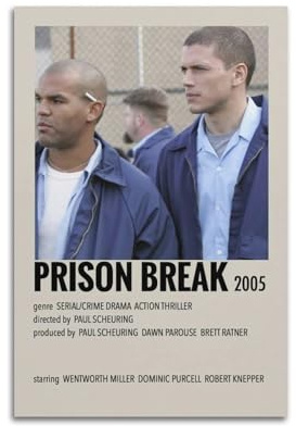 JVNALwnkv Poster Prison Break, Raumdekoration, künstlerisches Poster für Zimmer, ästhetische Leinwand, Wandkunst, Schlafzimmer-Dekor, 30 x 45 cm, ungerahmter Stil