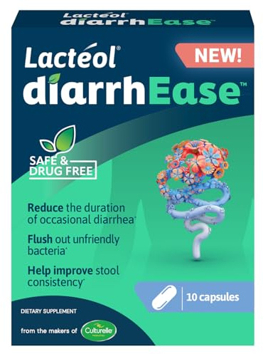 Lactéol DiarrhEase- a Safe, Drug Free and Clinically Tested Postbiotic Strain that Helps Soothes Occasional Digestive Upset and Shortens the Duration of Occasional Diarrhea, 10 Count