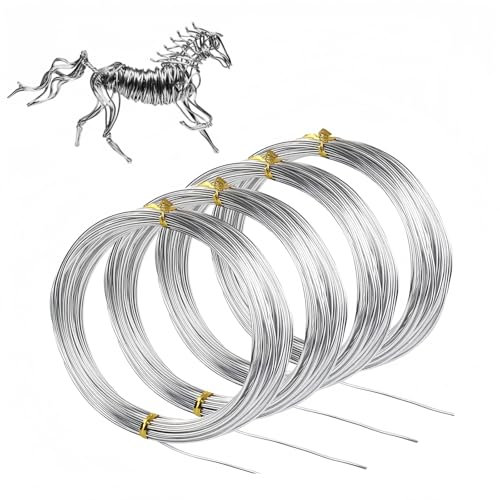 Craft wire,bonsai wire, florist wires,galvanised wire for Jewelry Making,DIY Sculpture,Modelling Making and Crafts,4PCS（3mm,2mm,1.5mm,1mm）