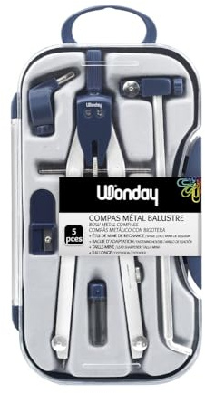 WONDAY - Zirkel, 5-teiliges Set Balluster-Technik mit Minenetui, Verlängerung, Minenspitzer und Ring