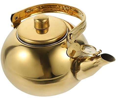 PHENOFICE Bouilloire Théières Pour Thé En Vrac Machine à Thé De Camping Thé Glacé Théières Pour Cuisinière Portable Cuisine Broche En Peluche Chaudière à Eau Chaude Acier Inoxydable Golden