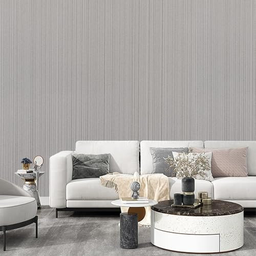 Beswitory Striped Wallpaper Modern 3D Embossed Wallpaper Dark Grey Mix Plain Thick Textured Wallpaper for Bedroom Adults Teenager Living Room Lounge Hallway Hall A