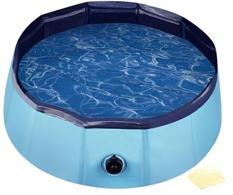 Fudajo Piscine pour Chien – Ø 80 cm, Hauteur 30 cm – Pliable, en PVC – Piscinette Pataugeoire Baignoire Pliable pour Animaux de Compagnie