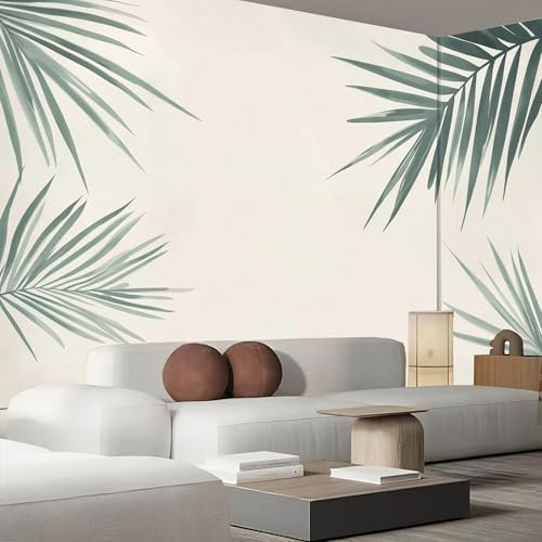 Tapiz Fotográfico 450×315Cm, Hojas Palma Papel Pintado Decoración De Pared Murales 3D, Hojas Tropicales Decoración De Papel Tapiz Fotomural Panorámico Limpiable