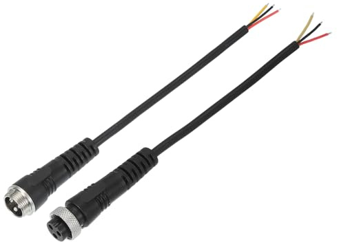 PATIKIL 3 Pin Electrical Connector 8 Inch / 20cm, 3 Core 24 AWG Male Female Connector Waterproof Outdoor LED Extension Cable for Motorcycle Car Truck Boat Strip Lights, Black