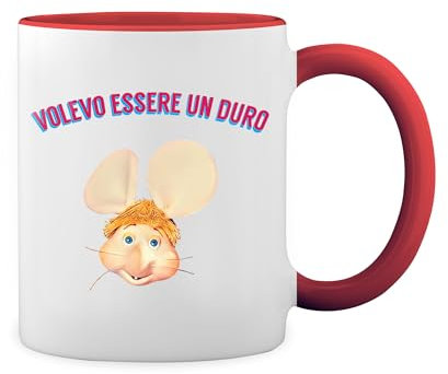 Volevo Essere Un Duro Weiße Tasse Mug mit roten Felgen und Griff