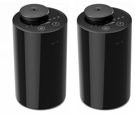 Wasserloser Diffusor für Ätherische Öle, Batteriebetriebener Nebulizer, 20 ml Fassungsvermögen, Mini-Duftluftgerät, 3 Countdown-Timer & 3 Nebelstufen für Zuhause, Raum, Auto, Büro AN6 Schwarz 2er-Pack