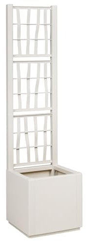vidaXL Macetero con Enrejado Blanco 36x36x140 cm PP