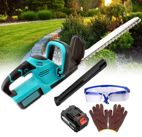 VitalisWorks Electric Hedge Trimmer Cordless With Battery,Handheld Shrub Trimmer Grass Shears,Brushless Motor, 19 '' Dual Action Blade, Bush Trimmer Grass Cutter (1battery)