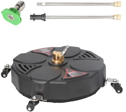 Pressure Washer Surface Cleaner with 4 Wheels, Stainless Steel Housing & 1/4 Quick Connector, with 2 Extension Wands,Replacement Nozzle, Attachment Cleaning for Driveways, Patios ﻿ ﻿ ﻿ (13inch)