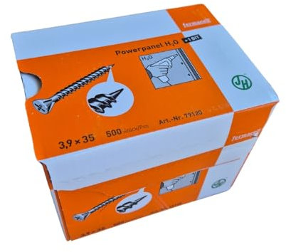 FERMACELL - Boîte 500 Vis autoforeuses 3,9 x 35 mm - pour plaques Powerpanel H2O sur Ossature métal ou bois en Locaux humides - Anti-corrosion C4 - Embout OFFERT