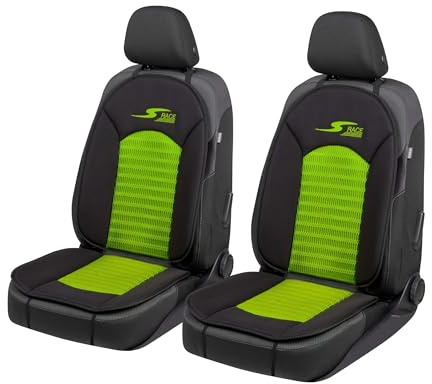 Walser Car Comfort S-Race 2 Stück Universal Vordersitzkissen Sitzauflage Sitzauflage Sitzpolster Grün Schwarz