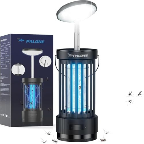 PALONE Ausziehbare Elektrischer Insektenvernichter mit LED Licht | 4000mAh 4500V Höhenverstellbar USB UV Mückenlampe, für Garten & Outdoor-Aktivitäten, Sofortige Bekämpfung von Fliegen, Mücken