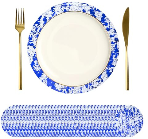 sourcing map 50Pcs Disposable Round Placemats 33cm Chargers Place Mats | Rose Gold Metallic Thin Mesh Table Mates Pressed Foil Table Doilies for Dining Table Wedding Birthday Party Home Decor