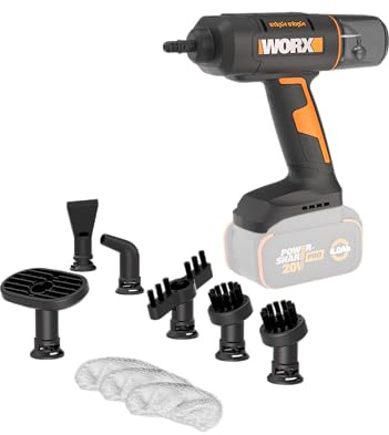 WORX Pulitore a Vapore Portatile 20V Max WX770.9, 220°C, Solo Corpo | uccide i germi, preriscaldamento in 8s,pulitore a vapore leggero e portatile per casa e auto, senza batteria e caricabatterie