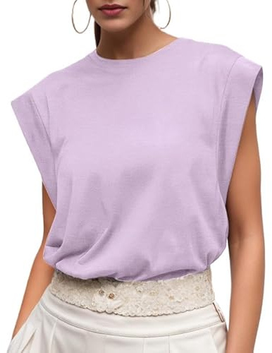GRECERELLE Womens Cotton T Shirts | Cap Sleeves Loose Fit Basic Ladies Tops for Casual Comfort Soft Crew Neck Summer Tees