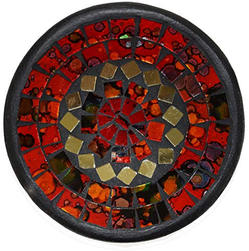 Simandra Mosaikschale Tonschale Glasschale Dekoschale Mosaik Kunsthandwerk Glassteine Deko rund Spiegel S Color Rot