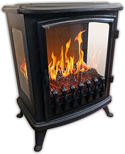 Chemin’Arte Cheminée Électrique Fire Glass - Effet Flammes LEDs à 180° - Noire - Conçue en France - Garantie 2 Ans