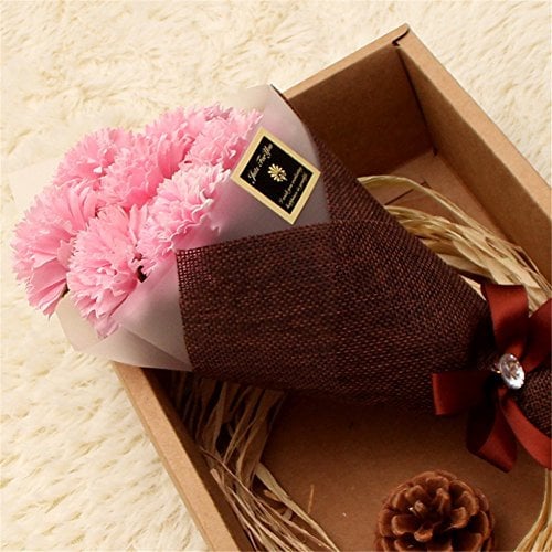 Zinsale 7pcs Rose Scented Bath Soap Flower Artificial Bouquet Decoration (Pink Carnation)