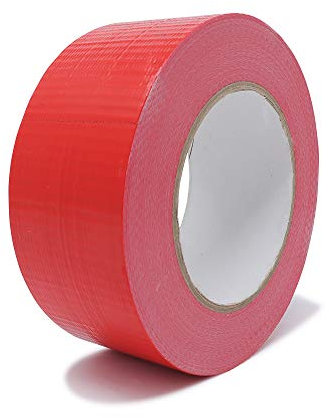 gws Panzer-Tape 1 Rolle kräftiges Gewebe-Klebeband für raue Untergründe robustes Steinband von Hand reißbar Länge 50 m x 50 mm breit, rot